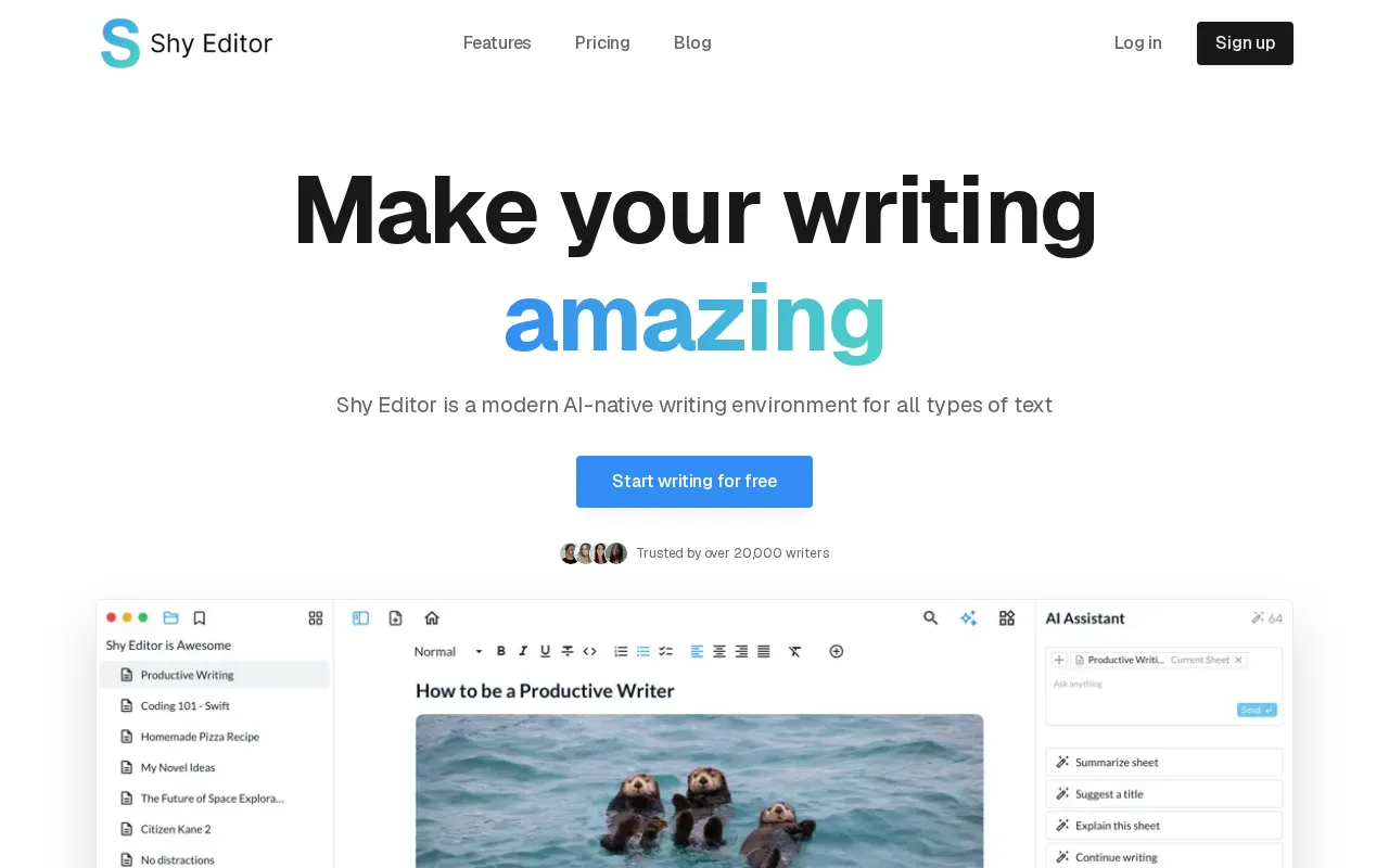 Shy Editor — preview