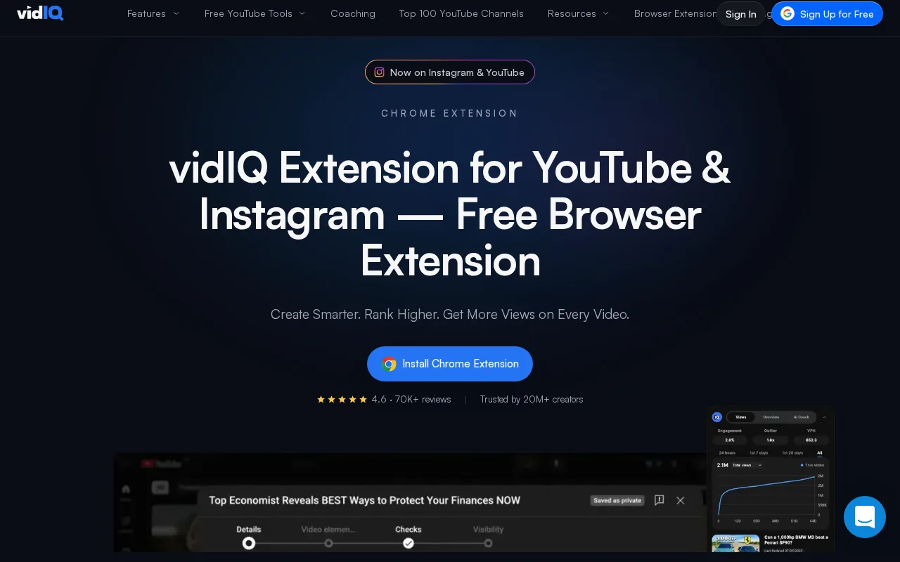 vidIQ Vision for YouTube — preview