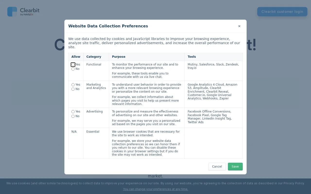 Clearbit Prospector — preview