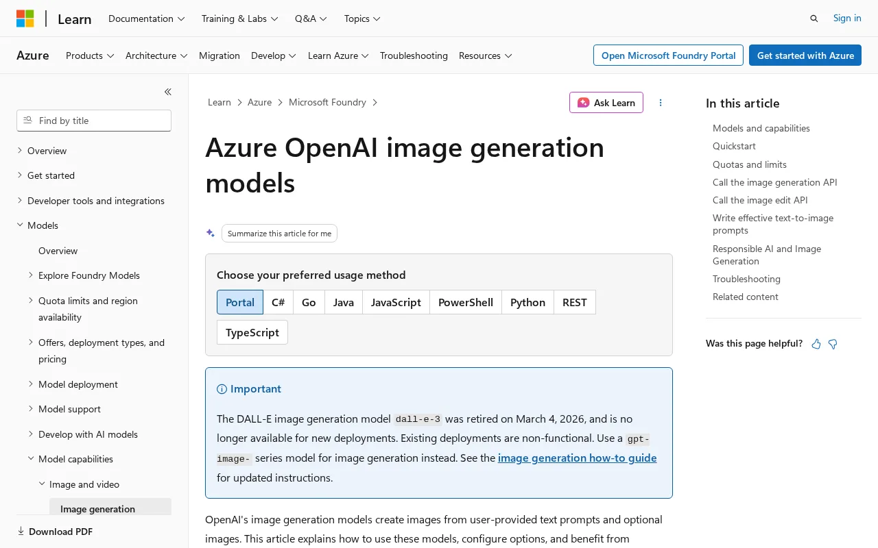 Azure OpenAI DALL·E 3 Service — preview